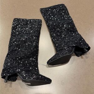 NWOT A New Day Womens Abba Sequin Foldover Tall Boots Sz: 8.5